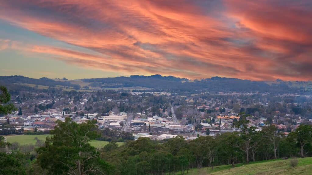 The southern highlands: a weekend escape of scenic beauty, heritage, and gourmet delights 1 Top view of southern highlands town, bowral nsw main street and surrounds.